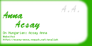 anna acsay business card